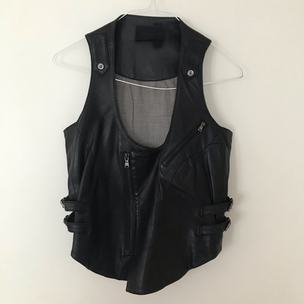Diesel Black Gold Leather Vest Size XS